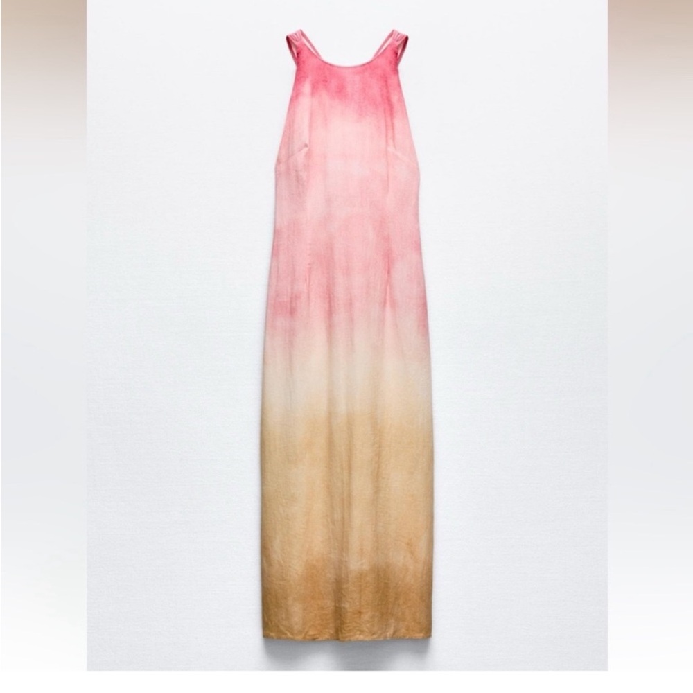 Zara Gradient Pink and Tan Midi Dress